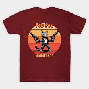 Pew Pew Madafakas - Vintage Crazy Cat T-Shirt